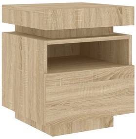 Sonoma tölgy színű éjjeliszekrény LED-ekkel 40 x 39 x 48,5 cm