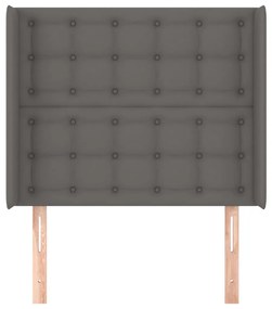 szürke műbőr fejtámla szárnyakkal 83x16x118/128 cm