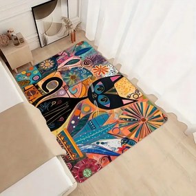 Fürdőszobaszőnyeg fekete macska 60x90 cm színes művészi cica