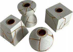 Gyertyatartó állvány hosszú gyertyákhoz, márvány hatású, 4 darabos szett.