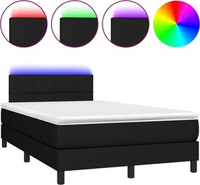 vidaXL fekete szövet rugós és LED-es ágy matraccal 120 x 200 cm