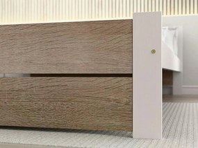Ágy IKAROS DOUBLE 80 x 200 cm, fehér/dub sonoma Matrac: Matrac nélkül, Ágyrács: Deszkás ágyráccsal