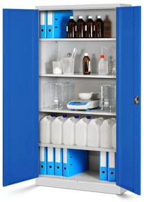 Set 4x fém iratszekrény JAN H, 900 x 1950 x 400 mm, szürke-kék