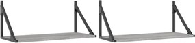 vidaXL 2 db szürke sonoma színű szerelt fa fali polc 60 x 25 x 25,5 cm