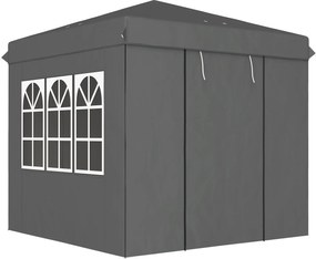 Outsunny 2.5x2.5m Tetőpavilion, Vízhatlan Stabil Télálló Gyorsan Felállítható Hajtható Pavilion, UV Védelem 50+, Hajtható Parti sátor Kert sátor 4 Old