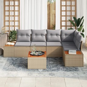 6 darabos kert kanapé szett párnákkal Bézs Poly Rattan Akác
