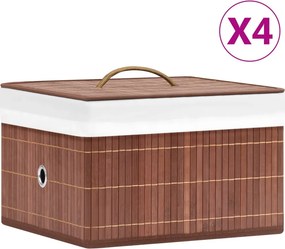 vidaXL 4 db barna bambusz tárolódoboz