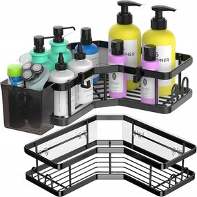 Fürdőszoba polc sarok szett 2db-os fúrás nélkül zuhany alá Loft