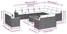 13 részes szürke polyrattan kerti ülőgarnitúra párnákkal