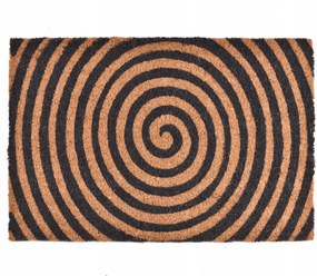 Lábtörlő ajtóhoz 60x40 cm kókusz Spirál nyomott mintával barna fekete