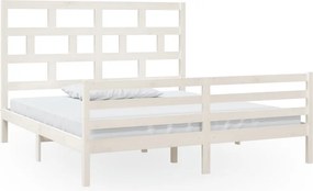 vidaXL Super King fehér tömör fa ágykeret 180 x 200 cm