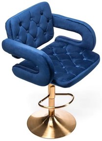 HR8403W Tengerkék modern velúr szék arany lábbal
