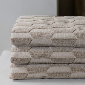 Bézs pamut törölköző 50x95 cm Geo – Mette Ditmer Denmark