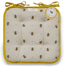 Bumble Bees bézs-sárga pamut székpárna - Cooksmart ®
