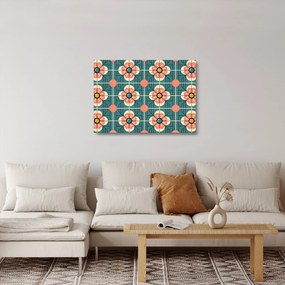 Üveg kép - Retro virágminta (70x50 cm)