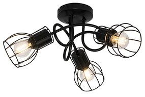 Modern mennyezeti spotlámpa fekete 40 cm kerek 3-lámpás - Botu