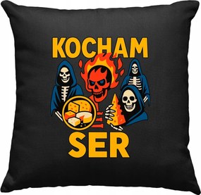 Párna Szeretem a sajtot vicc mém V-nyakú fekete