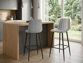 Világosszürke POZZA VELVET bárszék fekete lábakkal