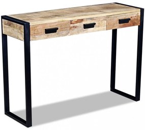 110x35x78 cm 3 fiókos tömör mangófa konzolasztal