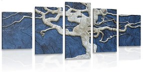 5-részes kép absztrakt fa kék háttéren