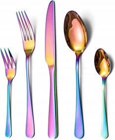 Evőeszköz szett Rozsdamentes acél 20 részes Szivárvány kaméleon