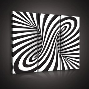 Fekete-fehér 3D, 3 darabos vászonkép, 90x80 cm méretben