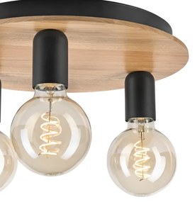 Mennyezeti lámpa DUSTY 3xE27/15W/230V átm. 34 cm tölgy/fekete