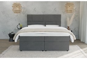 Szürke ágyneműtartós boxspring ágy 140x200 cm Lola – Ropez
