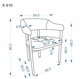 K-616 bársony étkezőszék bézs/dió