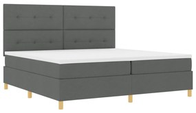 Boxspring Ágy Matrac &amp; LED Sötétszürke 200x200 cm Szövet
