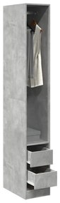 Betonszürke szerelt fa ruhásszekrény 30 x 50 x 200 cm