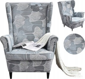 Fotelhuzat Uszak Szürke Levelek Mintás Rugalmas Univerzális