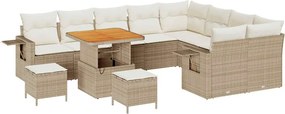 vidaXL Kerti Kanapé Szett 12 pcs Bézs polirattan