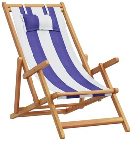 Kék és fehér eukaliptuszfa és szövet összecsukható strandszék