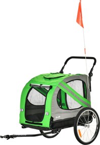 PawHut 2 az 1-ben Kerekes Felszerelés Kutyáknak – Átalakítható Szállító, Felgörgethető Ajtókkal, Biztonsági Övvel, Zászlóval és 6 Visszaverővel, 30 kg