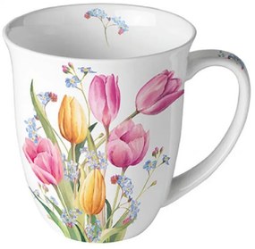 Porcelán bögre - 400ml - Tulipános