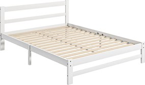 HOMCOM Fából készült Ágykeret 195x141 cm Kétszemélyes Ágykeret 135x190 cm-es Matrachoz (nem tartozék) 300 kg Teherbírás, Fehér | Aosom