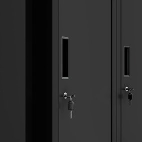 KACPER négyrekeszes BHP öltözőszekrény, 800 x 1800 x 500 mm, fekete