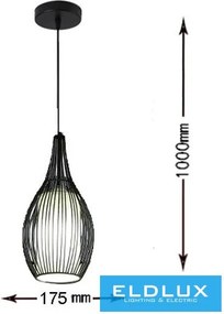 UNIVERSO Függeszték 1xE27 max. 240V 60w ∅175x1000mm fekete