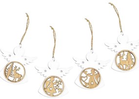 4 db-os fehér karácsonyi kisangyal dísz szett - Ego Dekor