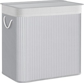 Bambusz kosár szennyestartó 3 rekeszes 3x50L, szürke