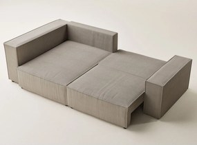 Bézs kordbársony kinyitható-tárolóhelyes sarokkanapé (bal oldali-L alakú) Tonga – Maison de Rêve