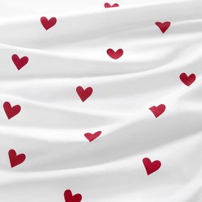 Goldea kör alakú pamut terítő - piros szívecskék, fehér alapon Ø 110 cm