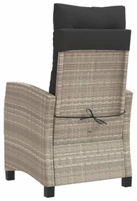 világosszürke polyrattan dönthető kerti szék párnával