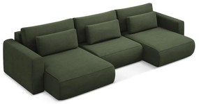 Khaki kinyitható-tárolóhelyes (U alakú) sarokkanapé Kapua – Makamii