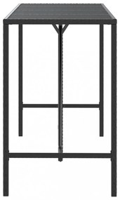 fekete polyrattan üveglapos bárasztal 180 x 70 x 110 cm