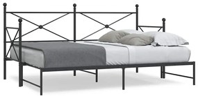 kihúzható kanapéágy matrac nélkül fekete 90x200 cm acél