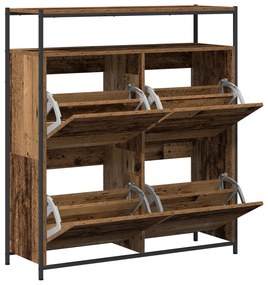 Cipőtartó 4 fiókkal Régi fa 100x34x112 cm