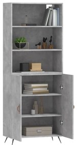 betonszürke szerelt fa magasszekrény 69,5 x 34 x 180 cm