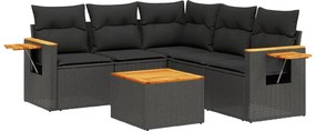 vidaXL 6 részes fekete polyrattan kerti ülőgarnitúra párnákkal